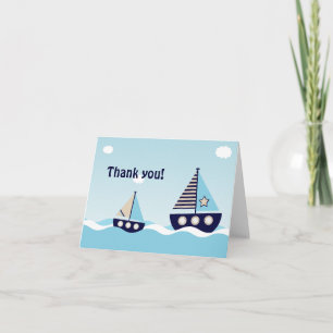 Nautische Zeilboot Baby Boy Baby shower Dank u Bedankkaart