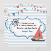 Nautische Zeilboot Baby Douche Uitnodigingen voor  (Voorkant / Achterkant)