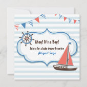 Nautische Zeilboot Baby Douche Uitnodigingen voor  (Voorkant)