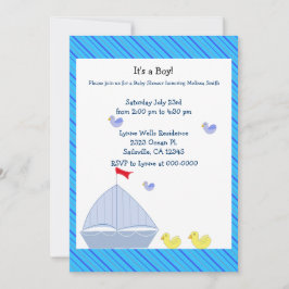 Nautische zeilboot baby jongen shower uitnodiging