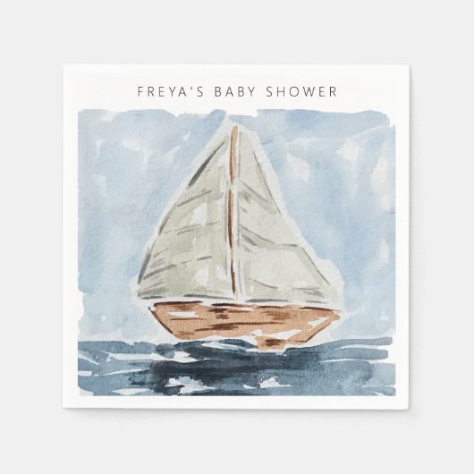 Nautische zeilboot Baby shower gepersonaliseerd Servet (Voorkant)