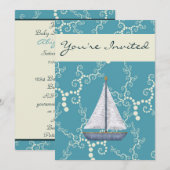 Nautische zeilboot Baby shower nodigt uit voor jon Kaart (Voorkant / Achterkant)