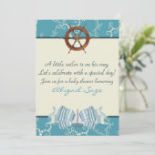 Nautische zeilboot Baby shower nodigt uit voor jon Kaart (Staand voorkant)