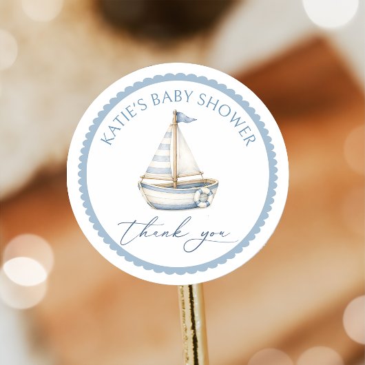 Nautische zeilboot baby shower sticker