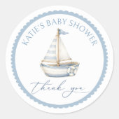 Nautische zeilboot baby shower sticker (Voorkant)