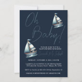Nautische Zeilboot Baby shower Uitnodiging (Voorkant)