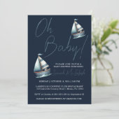 Nautische Zeilboot Baby shower Uitnodiging (Staand voorkant)