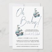 Nautische Zeilboot Baby shower Uitnodiging (Voorkant)