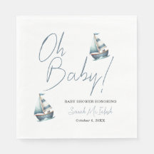 Nautische Zeilboot Baby shower Uitnodiging