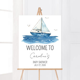 Nautische zeilboot Baby shower Welkom Poster