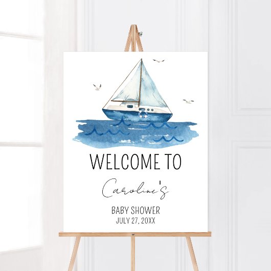 Nautische zeilboot Baby shower Welkom Poster