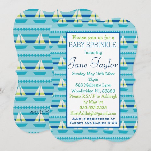 nautische zeilboot Baby-strooi Kaart (Voorkant / Achterkant)