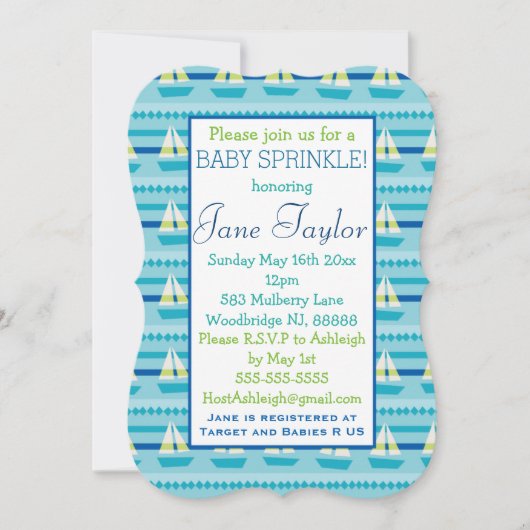 nautische zeilboot Baby-strooi Kaart (Voorkant)