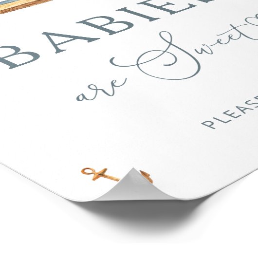 Nautische zeilboot baby's zijn zoet Neem een trakt Poster (Hoek)