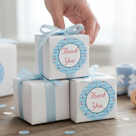 Nautische Zeilboot Bedankt Ronde Sticker