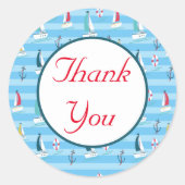 Nautische Zeilboot Bedankt Ronde Sticker (Voorkant)