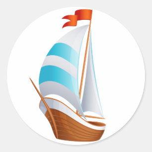 Nautische Zeilboot Blauw Turquoise - Oceaan Strand Ronde Sticker