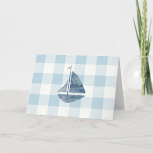 Nautische zeilboot Blue Gingham Pattern Kaart