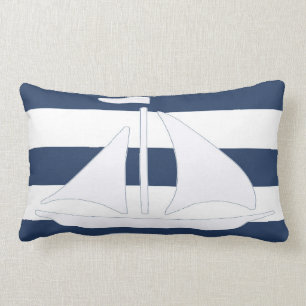 Nautische Zeilboot Blue Stripe Lumbar Pillow Kussen