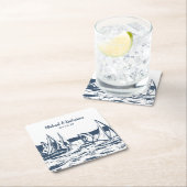 Nautische zeilboot bruiloft Onderzetter (Insitu)