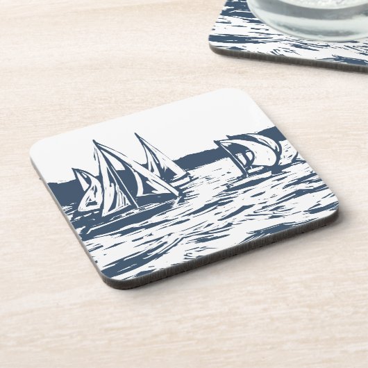 Nautische zeilboot bruiloft Onderzetter (Linkerzijde)