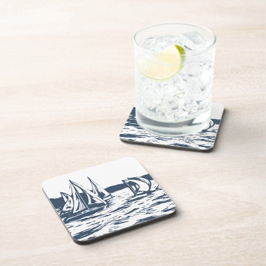 Nautische zeilboot bruiloft Onderzetter (Rechterzijde)