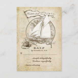 Nautische zeilboot bruiloft RSVP-Come Sail Away RSVP Kaartje