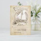 Nautische zeilboot bruiloft RSVP-Come Sail Away RSVP Kaartje (Staand voorkant)
