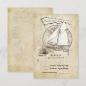 Nautische zeilboot bruiloft RSVP-Come Sail Away RSVP Kaartje (Voorkant / Achterkant)