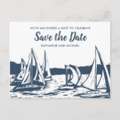 Nautische zeilboot bruiloft Save the Date Aankondigingskaart (Voorkant)