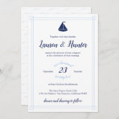 Nautische zeilboot bruiloft uitnodiging (Voorkant / Achterkant)