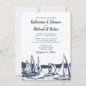 Nautische zeilboot bruiloft uitnodiging (Voorkant)