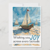 Nautische zeilboot Christmas Kaart (Voorkant)