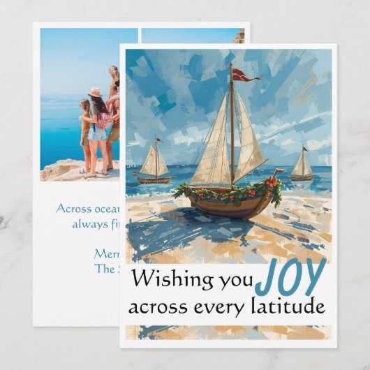 Nautische zeilboot Christmas Kaart (Voorkant / Achterkant)