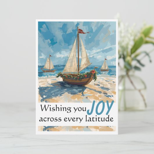 Nautische zeilboot Christmas Kaart (Staand voorkant)