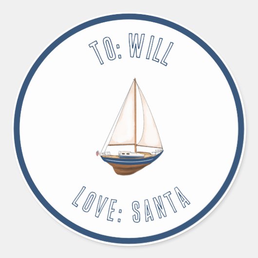 Nautische zeilboot Custom Gift Label Sticker (Voorkant)