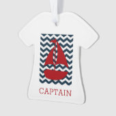 Nautische Zeilboot Custom NAME Rood Wit Blauw Ornament (voorkant)