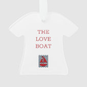 Nautische Zeilboot Custom NAME Rood Wit Blauw Ornament (achterkant)