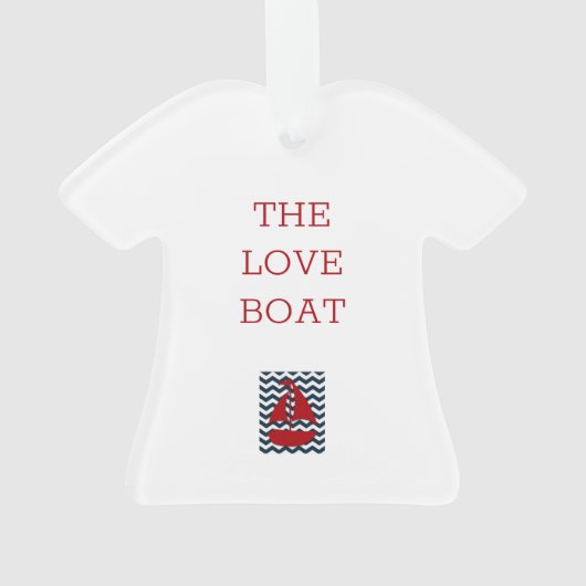 Nautische Zeilboot Custom NAME Rood Wit Blauw Ornament (achterkant)