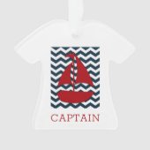 Nautische Zeilboot Custom NAME Rood Wit Blauw Ornament (voorkant)