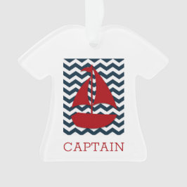 Nautische Zeilboot Custom NAME Rood Wit Blauw Ornament