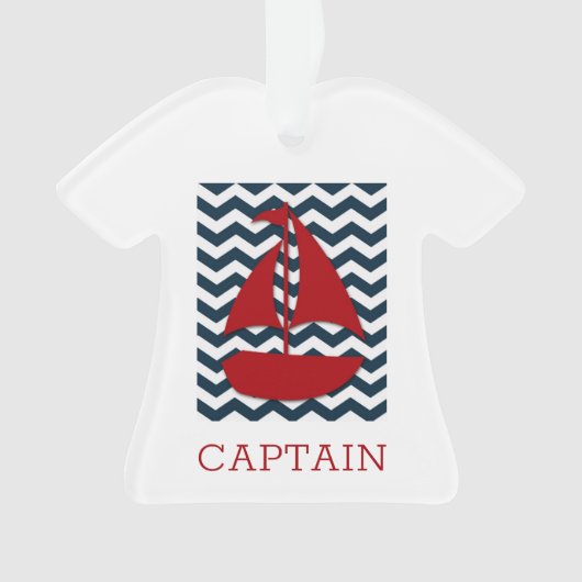 Nautische Zeilboot Custom NAME Rood Wit Blauw Ornament (voorkant)