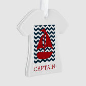 Nautische Zeilboot Custom NAME Rood Wit Blauw Ornament (voorkant)