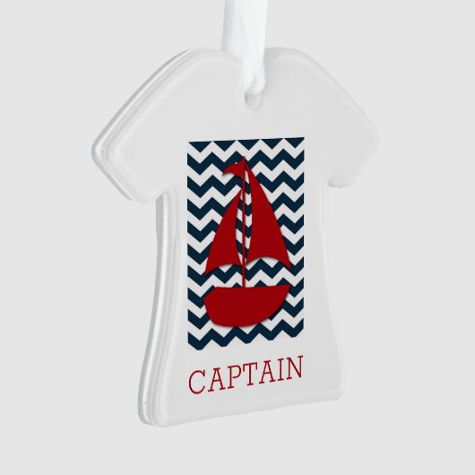Nautische Zeilboot Custom NAME Rood Wit Blauw Ornament (voorkant)