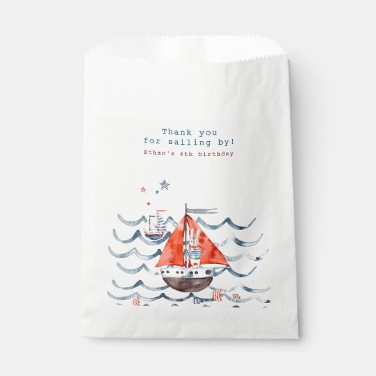 nautische zeilboot dank u kinderen verjaardag bedankzakje (Voorkant)