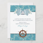 Nautische zeilboot en Boat Wheel Baby shower Kaart (Voorkant)