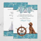 Nautische zeilboot en Goldendoodle Boy Baby shower Kaart (Voorkant / Achterkant)