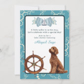 Nautische zeilboot en Goldendoodle Boy Baby shower Kaart (Voorkant)