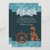 Nautische zeilboot en Goldendoodle Boy Baby shower Kaart (Voorkant / Achterkant)