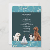 Nautische zeilboot en honden Boy Baby shower Kaart (Achterkant)